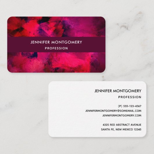 Dunkelrot und Lila kühl und modern Abstrakt Visitenkarte (Vorne/Hinten)