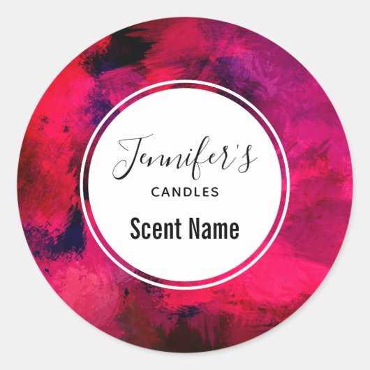 Dunkelrot und Lila Moderne Abstrakte Kerze Runder Aufkleber (Vorderseite)