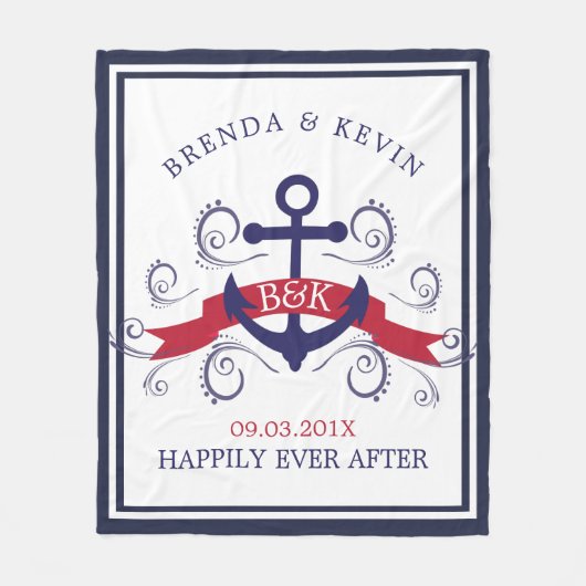 Dunkelrot und marinebasiert fleecedecke (Vorderseite)