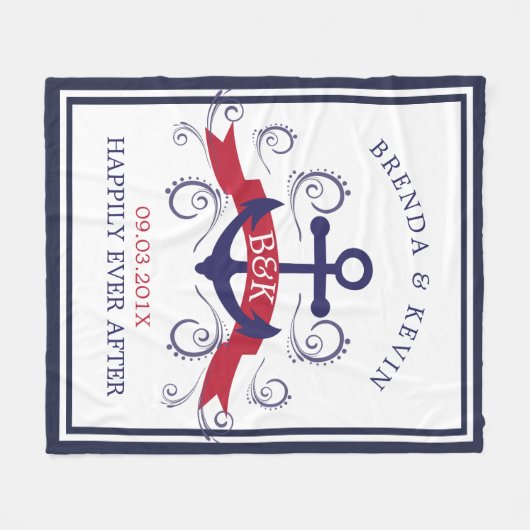 Dunkelrot und marinebasiert fleecedecke (Vorderseite (Horizontal))