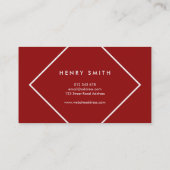 Dunkelrot und Minimalistische Geometrie Visitenkarte (Rückseite)
