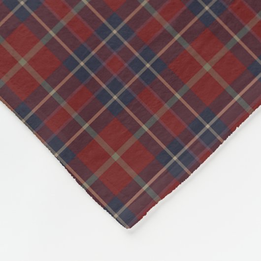 Dunkelrot und Navy Blau Rustikal Kariert Fleecedecke (Ecke)