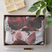 Dunkelrot und rosa Blumengrün Weiße Hochzeit Seidenpapier (Geschenk)