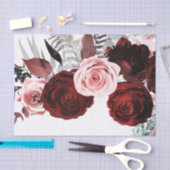 Dunkelrot und rosa Blumengrün Weiße Hochzeit Seidenpapier (Handwerk)