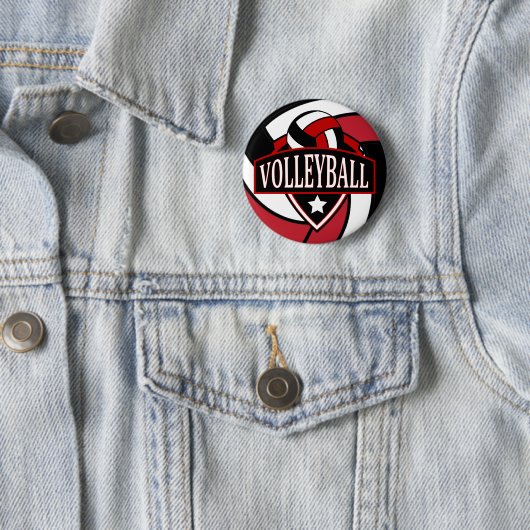 Dunkelrot und Schwarz-Volleyball-Logo Button (Beispiel)
