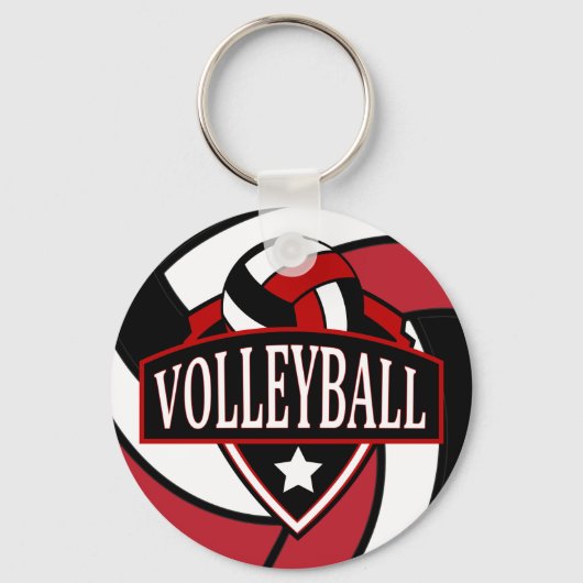 Dunkelrot und Schwarz-Volleyball-Logo Schlüsselanhänger (Vorderseite)