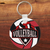 Dunkelrot und Schwarz-Volleyball-Logo Schlüsselanhänger (Vorderseite)
