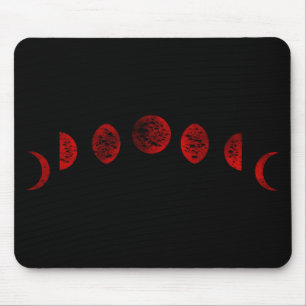 Dunkelrot und schwarzer Mond Phases Gothic Mousepad