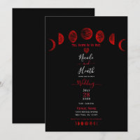 Dunkelrot und schwarzer Mond Phases Gothic Wedding