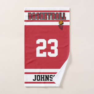 Dunkelrot und Weiß 🏀 Basketball Handtuch