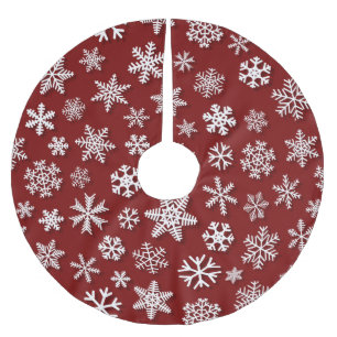 DUNKELROT UND WEISS CHRISTMAS SNOWFLAKE PATTERS POLYESTER WEIHNACHTSBAUMDECKE