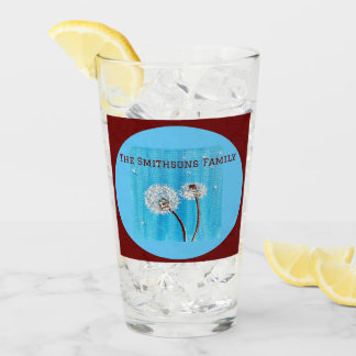 Dunkelrot und weiß Daisy Blume Personalisiert Glas