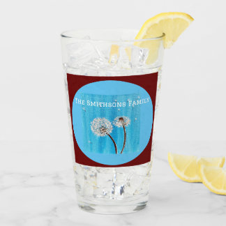 Dunkelrot und weiß Daisy Blume Personalisiert Glas