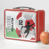 Dunkelrot und Weiß-Fußball-⚽ Metall Lunch Box (Beispiel)