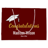 Dunkelrot und Weiß Herzlichen Glückwunsch für den  Große Geschenktüte (Rückseite)