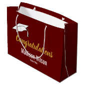 Dunkelrot und Weiß Herzlichen Glückwunsch für den  Große Geschenktüte (Rückseite Schrägansicht)