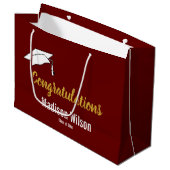 Dunkelrot und Weiß Herzlichen Glückwunsch für den  Große Geschenktüte (Vorderseite Schrägansicht)