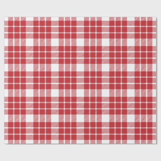 Dunkelrot und weiß Kariert| Großes Muster | Geschenkpapier (Flach)
