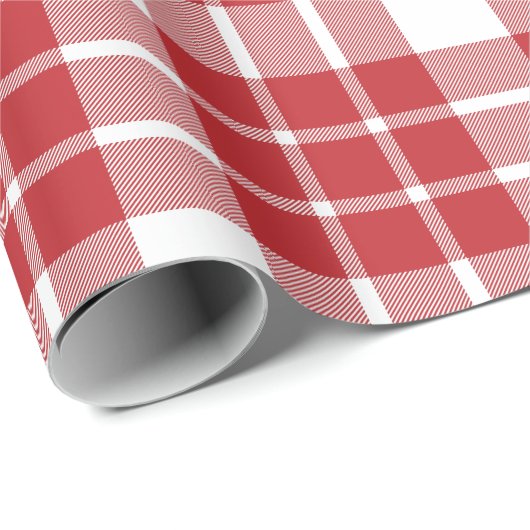 Dunkelrot und weiß Kariert| Großes Muster | Geschenkpapier (Rolleneckpunkt)