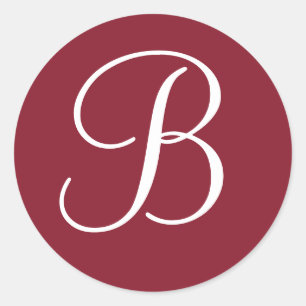 Dunkelrot und Weiß Mit Monogramm Umschlag Aufklebe Runder Aufkleber