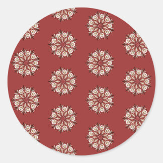 Dunkelrot und weiß Norwegisch Rosemaling floral Runder Aufkleber