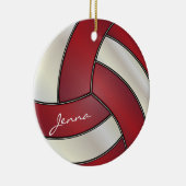 Dunkelrot und Weiß personalisieren Volleyball Keramikornament (Rechts)