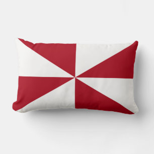 Dunkelrot und Weiß Pinwheel Lendenkissen