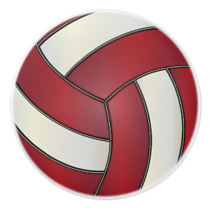 Dunkelrot und Weiß 🏐 Volleyball Keramikknauf