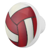 Dunkelrot und Weiß 🏐 Volleyball Keramikknauf (Rechts)
