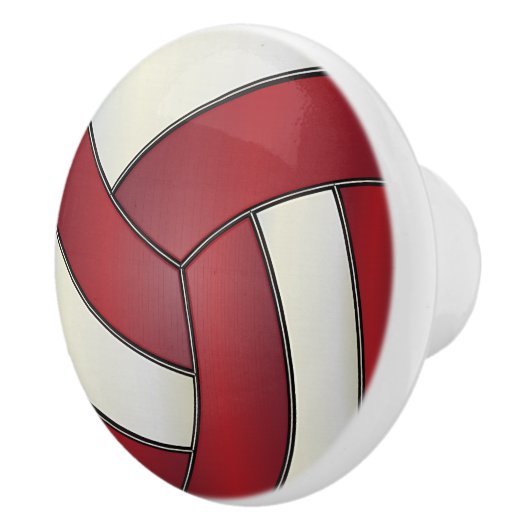Dunkelrot und Weiß 🏐 Volleyball Keramikknauf (Rechts)
