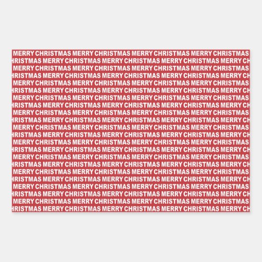 Dunkelrot und weiße Weihnachtstypografie Geschenkpapier Set (Vorderseite 3)