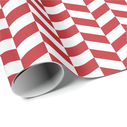 Dunkelrot und Weißer Herringbone-Umhüllungspapier Geschenkpapier (Rolleneckpunkt)