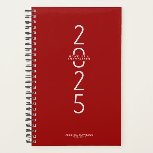 Dunkelrot Vertikal Modernes Jahr Planer (Vorderseite)