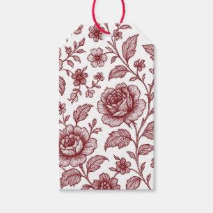 Dunkelrot Vintage Rose Muster bis n Geschenkanhänger