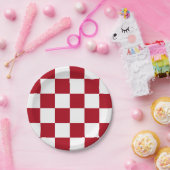 Dunkelrot/weiß kariert pappteller (Party)