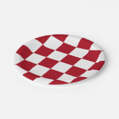 Dunkelrot/weiß kariert pappteller (Schrägansicht)