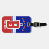 Dunkelrot, weiß und blau Sportdesign Gepäckanhänger (Vorderseite horizontal)