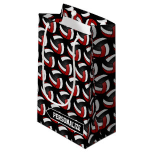 Dunkelrot, Weiß und Schwarzer Volleyball - Persö Kleine Geschenktüte