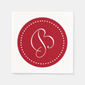 Dunkelrot/Weißpunktmonogramm Serviette (Vorderseite)