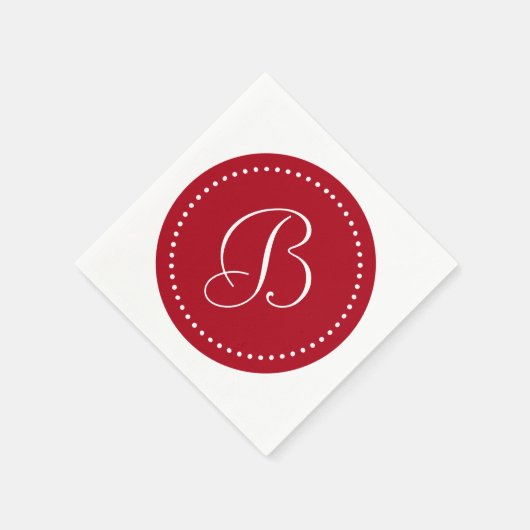 Dunkelrot/Weißpunktmonogramm Serviette (Ecke)