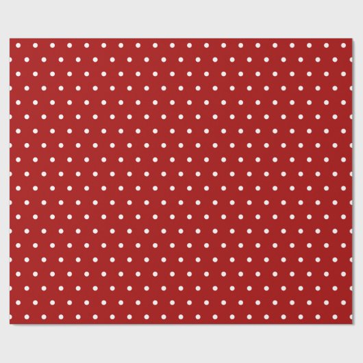 Dunkelrot | White Polka Dot Geschenkpapier (Flach)
