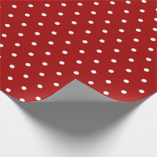 Dunkelrot | White Polka Dot Geschenkpapier (Ecke)
