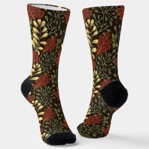 Dunkelrote Ahornblätter im Blumenmuster Socken
