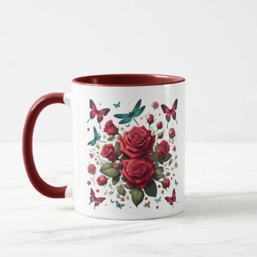 Dunkelrote akzentuierte Kaffeetasse (Links)