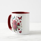 Dunkelrote akzentuierte Kaffeetasse (Vorderseite Links)