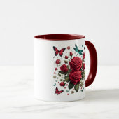 Dunkelrote akzentuierte Kaffeetasse (VorderseiteRechts)