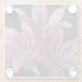 Dunkelrote Asiatische Lilien auf schwarzer Flora Glasuntersetzer (Rückseite)