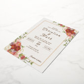 Dunkelrote Blume. Floral Simple Wedding Folieneinladung (Gedreht)