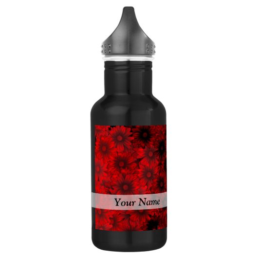 Dunkelrote Blumenmuster Edelstahlflasche (Links)
