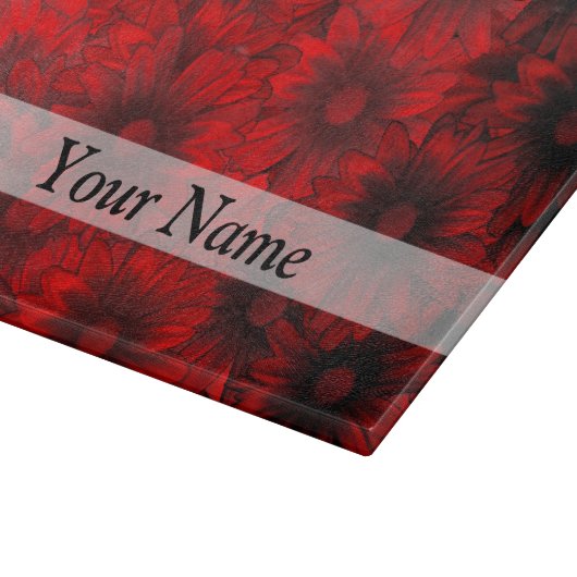 Dunkelrote Blumenmuster Schneidebrett (Ecke)